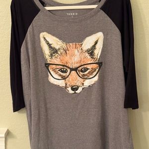 Torrid Classic Fit Raglan T-Shirt Fox with Glasses